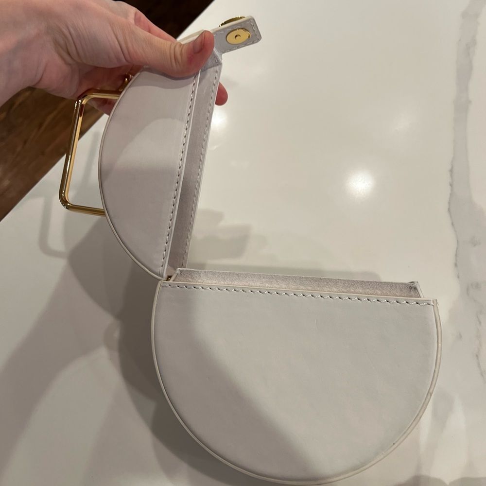 Rachel Comey Rider Circle Bag Ivory White Leather Round Brass Top Handle Rare - Picture 10 of 15